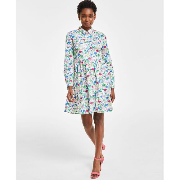 Petite Mommy & Me Floral-Print Long-Sleeve Shirtdress - Picture 1 of 3